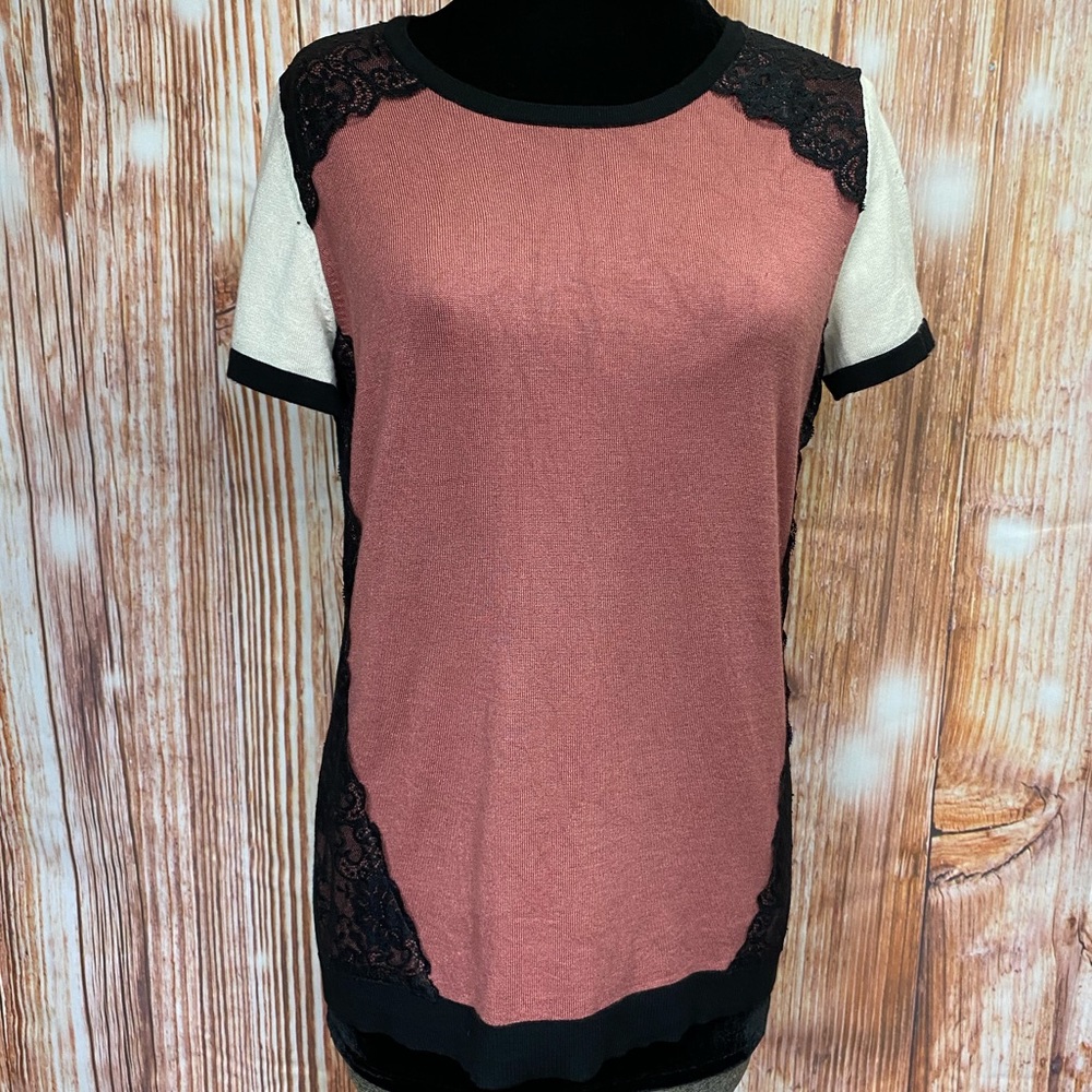 The Limited Colorblock Lace Trimmed Sweater‎